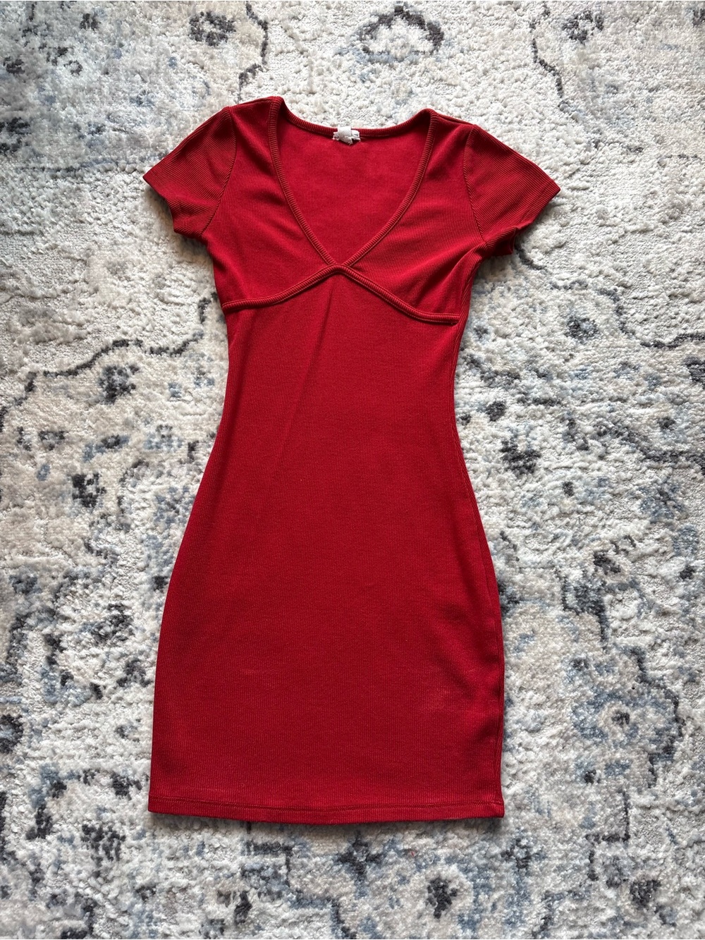 Red Garage Short Sleeve V-Neck Bodycon Dress